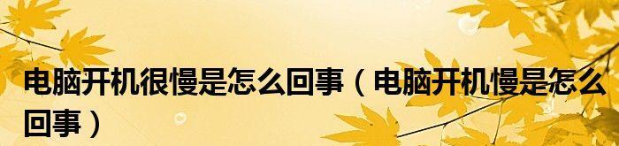 电脑开机速度慢的原因及解决方法（揭示电脑开机缓慢的原因）  第1张